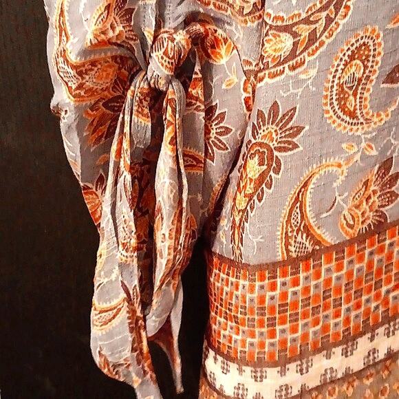 Fred David Large Paisely Floral Geometric Pattern V-Neck 3/4 Sleeve Top EUC - Picture 3 of 6